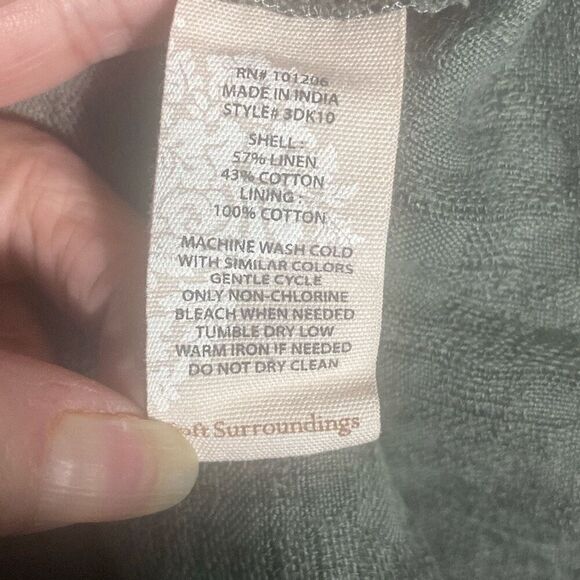 Soft Surroundings Womens Green Textured Short Sleeve Shift Dress Petite Medium - Picture 5 of 5